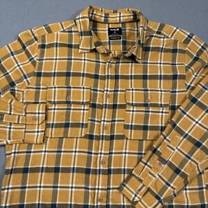Hurley Classic Fit Button-Down YELLOW/BLK Plaid Flannel Shirt SIZE XL